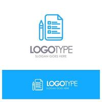 File Education Pen Pencil Blue outLine Logo with place for tagline vector