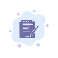 Agreement Report Form Layout Paper Blue Icon on Abstract Cloud Background vector