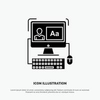 Computer Screen Software Editing solid Glyph Icon vector