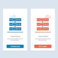 Server Data Storage Cloud Files  Blue and Red Download and Buy Now web Widget Card Template vector