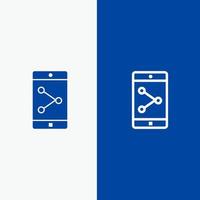 App Share Mobile Mobile Application Line and Glyph Solid icon Blue banner Line and Glyph Solid icon Blue banner vector
