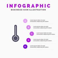 temperatura termómetro tiempo sólido icono infografía 5 pasos presentación antecedentes vector