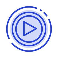 Video Interface Play User Blue Dotted Line Line Icon vector