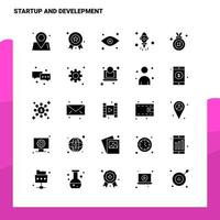 25 Startup And Develepment Icon set Solid Glyph Icon Vector Illustration Template For Web and Mobile Ideas for business company