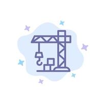 Architecture Construction Crane Blue Icon on Abstract Cloud Background vector