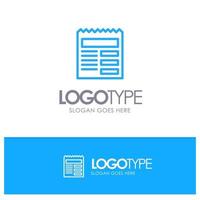 Document Text Basic Ui Blue outLine Logo with place for tagline vector