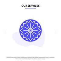 nuestros servicios plantilla de tarjeta web de icono de glifo sólido día de signo de bandera india vector