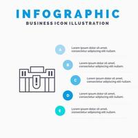 Briefcase Business Case Holding Portfolio Suitcase Travel Line icon with 5 steps presentation infographics Background vector