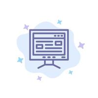 computadora estudio en línea educación icono azul sobre fondo de nube abstracta vector