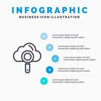 Cloud Computing Search Find Blue Infographics Template 5 Steps Vector Line Icon template