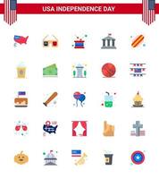 Big Pack of 25 USA Happy Independence Day USA Vector Flats and Editable Symbols of american american day flag independence Editable USA Day Vector Design Elements