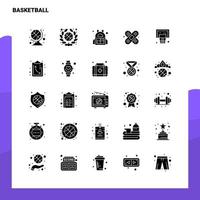 25 conjunto de iconos de baloncesto plantilla de ilustración de vector de icono de glifo sólido para ideas web y móviles para empresa comercial