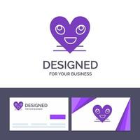 tarjeta de visita creativa y plantilla de logotipo corazón emojis cara sonriente sonrisa ilustración vectorial vector