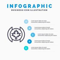 Flag Leaf Tree Line icon with 5 steps presentation infographics Background vector