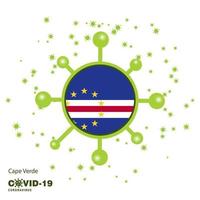 Cape Verde Coronavius Flag Awareness Background Stay home Stay Healthy Take care of your own health Pray for Country vector