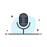 Mic Microphone Sound Show  Business Flat Line Filled Icon Vector Banner Template