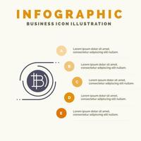 Bitcoins Bitcoin Block chain Crypto currency Decentralized Solid Icon Infographics 5 Steps Presentation Background vector