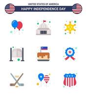 9 USA Flat Signs Independence Day Celebration Symbols of entrance saloon white doors star Editable USA Day Vector Design Elements
