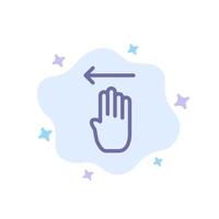 Finger Four Gesture Left Blue Icon on Abstract Cloud Background vector