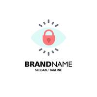 Eye Internet Security Lock Business Logo Template Flat Color vector