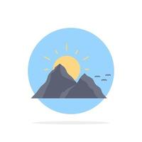 hill landscape nature mountain sun Flat Color Icon Vector