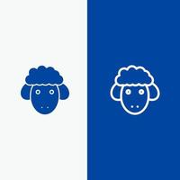 Easter Lamb Sheep Spring Line and Glyph Solid icon Blue banner Line and Glyph Solid icon Blue banner vector