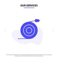 Our Services Curved Flow Pipe Water Solid Glyph Icon Web card Template vector