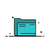 Folder Archive Computer Document Empty File Storage  Business Flat Line Filled Icon Vector Banner Template