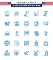 Happy Independence Day USA Pack of 25 Creative Blues of text usa baseball sign security Editable USA Day Vector Design Elements