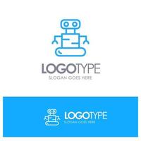 exoesqueleto robot espacio contorno azul logotipo lugar para eslogan vector