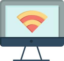 Computer Monitor Wifi Signal  Flat Color Icon Vector icon banner Template