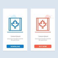 bandera de canadá hoja azul y roja descargar y comprar ahora plantilla de tarjeta de widget web vector