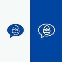 Chat Egg Easter Nature Line and Glyph Solid icon Blue banner Line and Glyph Solid icon Blue banner vector
