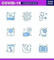 Simple Set of Covid19 Protection Blue 25 icon pack icon included protection clean diagnosis science experiment viral coronavirus 2019nov disease Vector Design Elements