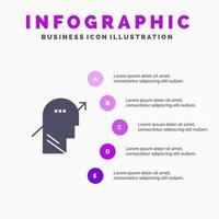 gráfico de flecha conocimiento humano mente icono sólido infografía 5 pasos presentación antecedentes vector