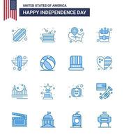 16 Creative USA Icons Modern Independence Signs and 4th July Symbols of animal fries map food location pin Editable USA Day Vector Design Elements