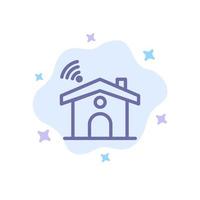 Wifi Service Signal House Blue Icon on Abstract Cloud Background vector