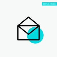 Email Mail Message Open turquoise highlight circle point Vector icon
