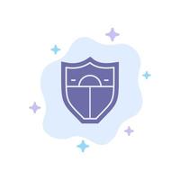 Shield Security Motivation Blue Icon on Abstract Cloud Background vector