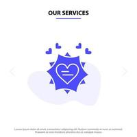 Our Services Love Card Valentine Heart Solid Glyph Icon Web card Template vector