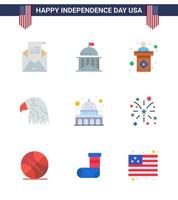 9 Flat Signs for USA Independence Day usa bird ireland animal stage Editable USA Day Vector Design Elements