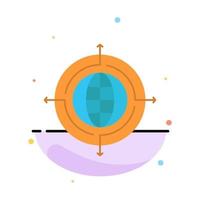 Globe Focus Target Connected Abstract Flat Color Icon Template vector