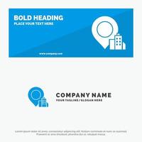 Location Building Hotel SOlid Icon Website Banner and Business Logo Template vector