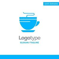 té café taza limpieza azul sólido logotipo plantilla lugar para eslogan vector