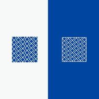 losa de piso de baldosas rayas cuadradas baldosas línea de pared y glifo icono sólido bandera azul línea y glifo icono sólido bandera azul vector
