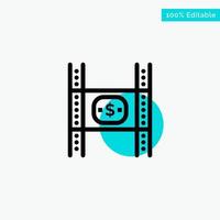 Budget Costs Film Money Movie turquoise highlight circle point Vector icon