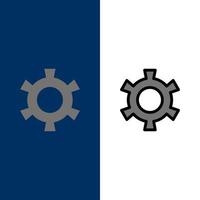 Cog Gear Setting  Icons Flat and Line Filled Icon Set Vector Blue Background
