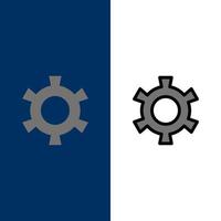 Cog Gear Setting  Icons Flat and Line Filled Icon Set Vector Blue Background