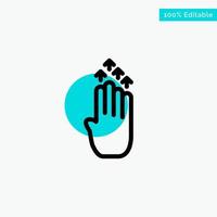 Finger Four Gesture Arrow Up turquoise highlight circle point Vector icon