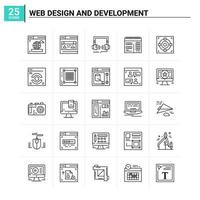 25 conjunto de iconos de diseño y desarrollo web antecedentes vectoriales vector